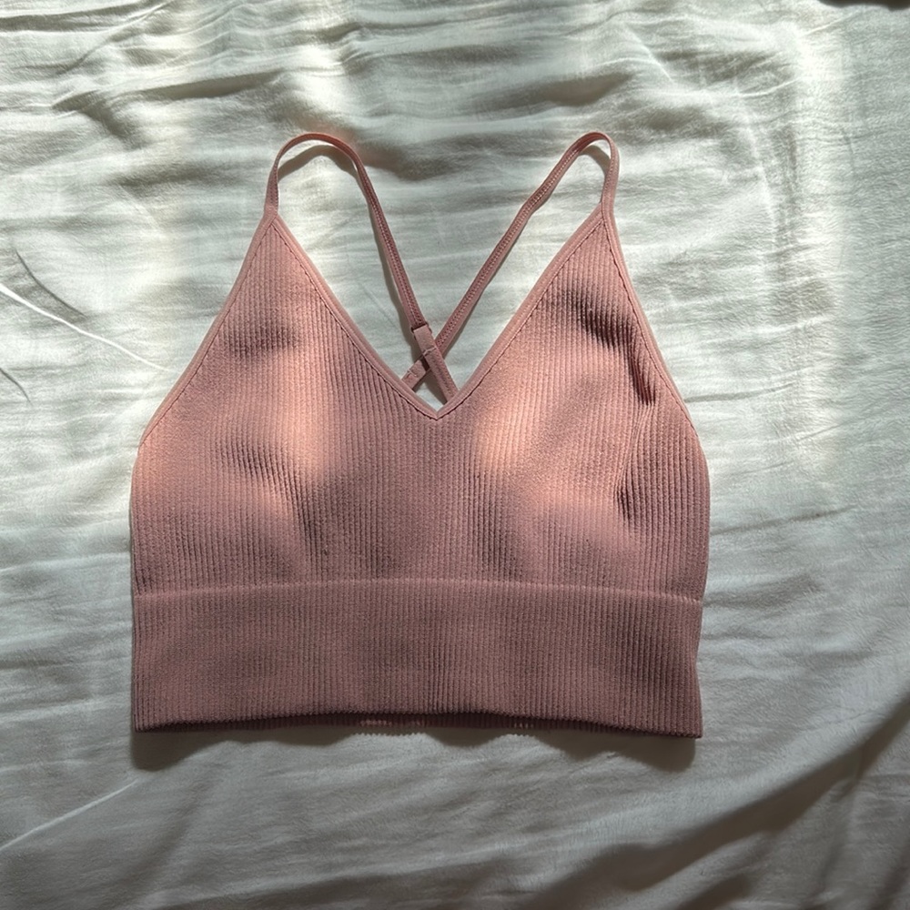 Sunday Willow Pink cross back crop tank top